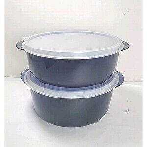 Tupperware Set Of 2 Bowls W/Lids  Blue 2.5 Cup, 3.5 cup VGC